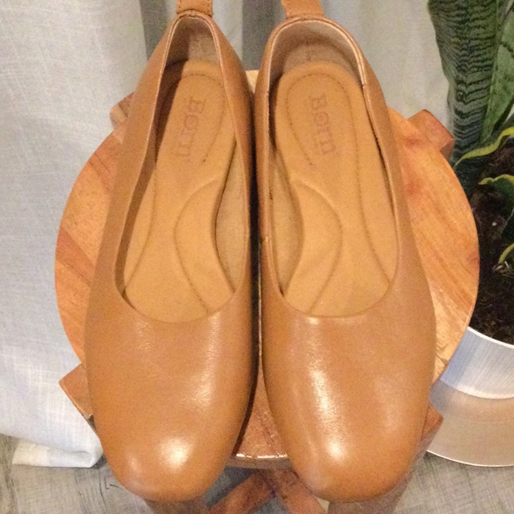Born Tan Leather Flats - Picture 2 of 8